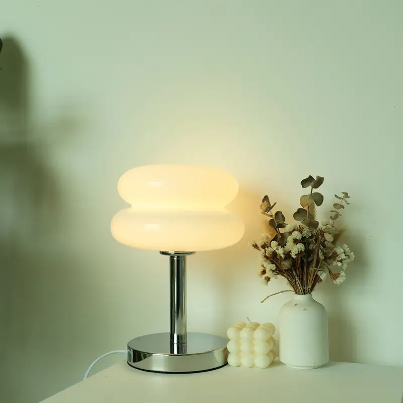 Egg Tart Decorative Medieval Cream Glass Living Room Bedroom Lamp