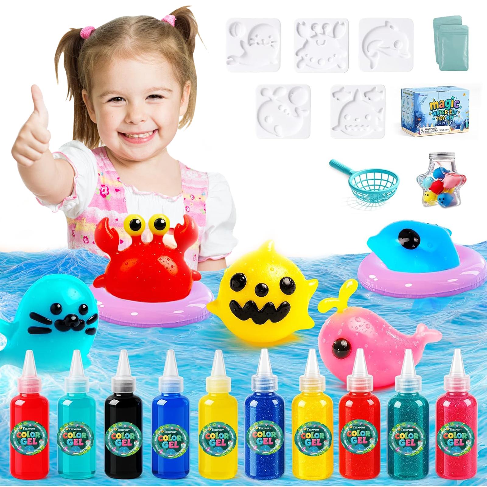 DIY Craft Kit For Kids10 Types Of Magic Gel, 5 Molds, Homemade Water Pet Soft Rubber Toy, Birthday Party Gift, Suitable For Ages 3 And Up.