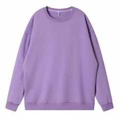 Fine Imitation Cotton Dropped Shoulder Loose Round Neck Sweater - Violet-M - View 1