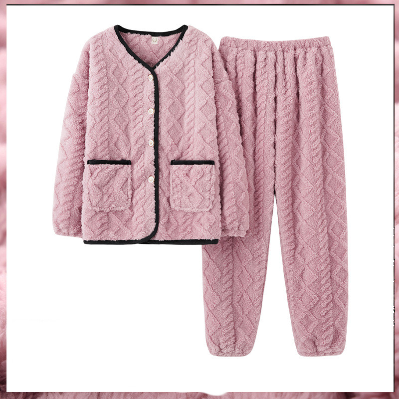 Title 1, Ladies Long-sleeved Flannel Padded Pajamas Home...