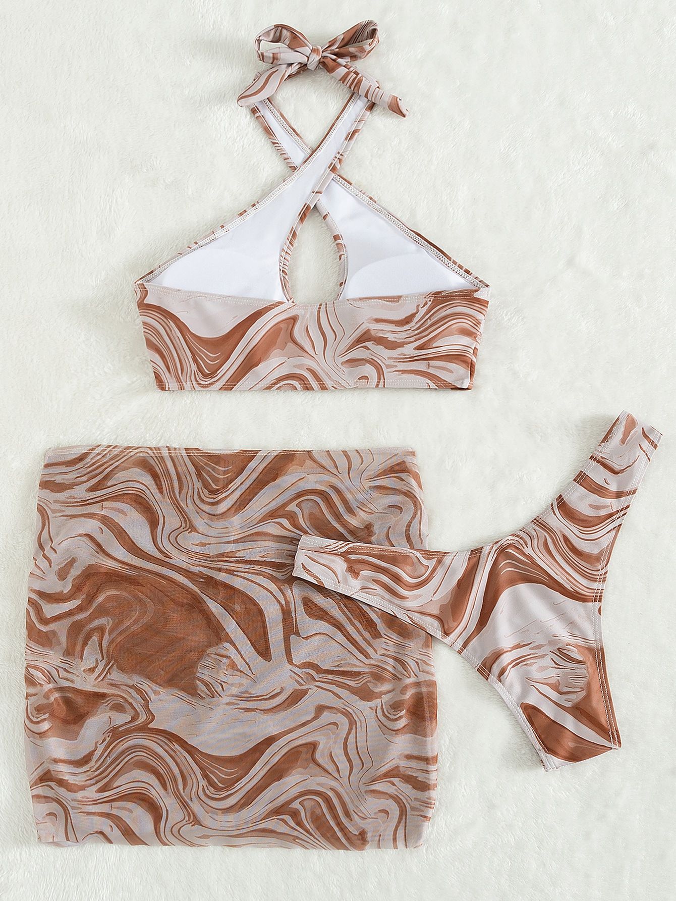 Women's Three-piece Smudge Bikini Lace-up Set - Image 2