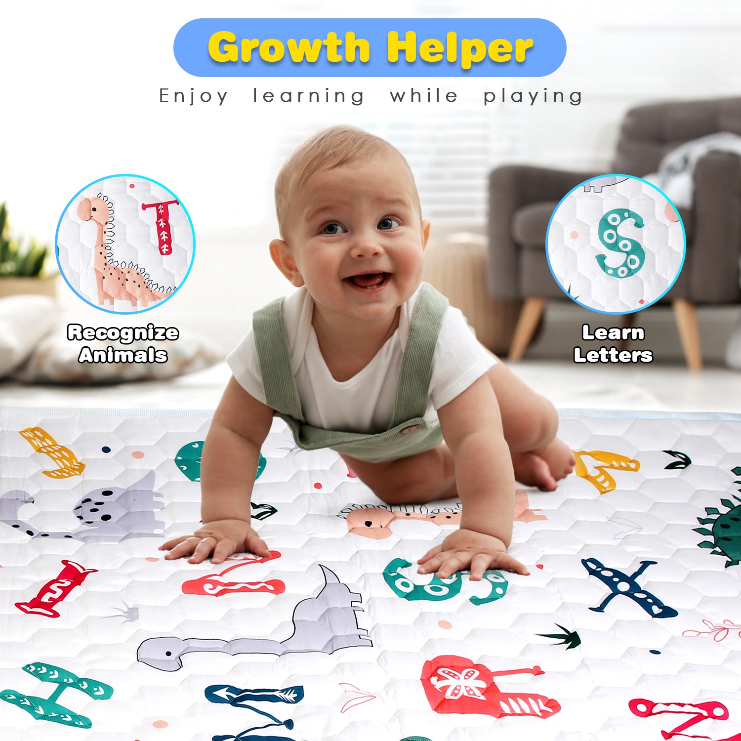 1Pc 71x59IN Or 50X50IN Baby Play Mat Non-Slip Baby Crawling Mat Foldable Playpen Mat Machine Washable For Newborns Infants Babies Toddlers