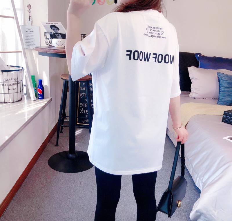 Cartoon Printed Cotton Short-sleeved Loose Round Neck Half-sleeved Blouse Women