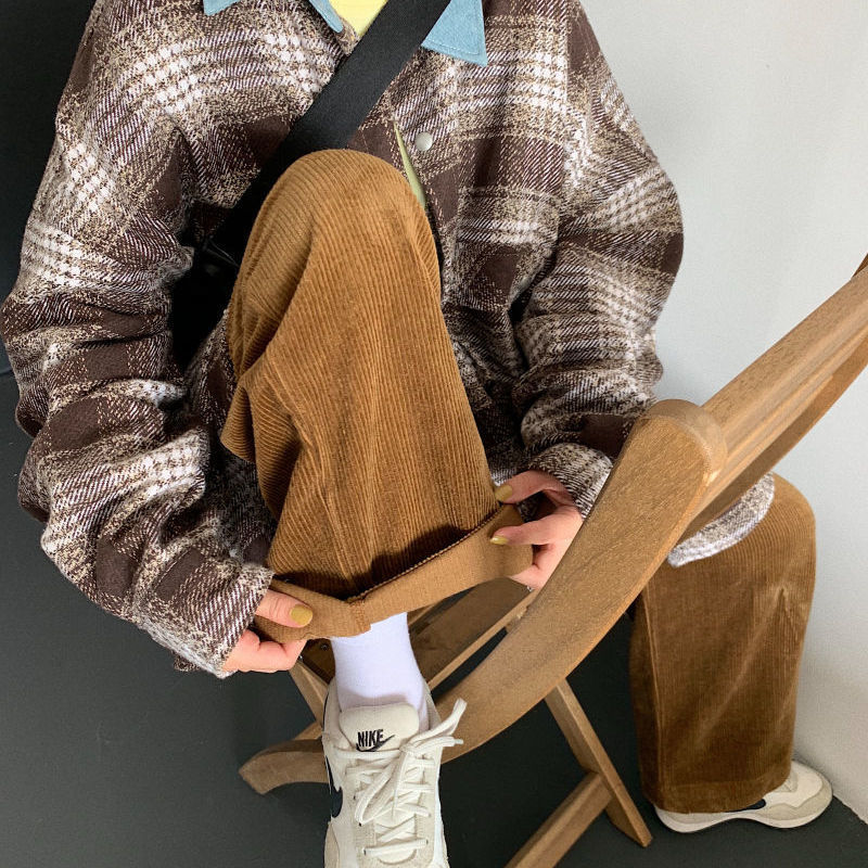 Trendy All-match Super Hot College Style Straight Trousers