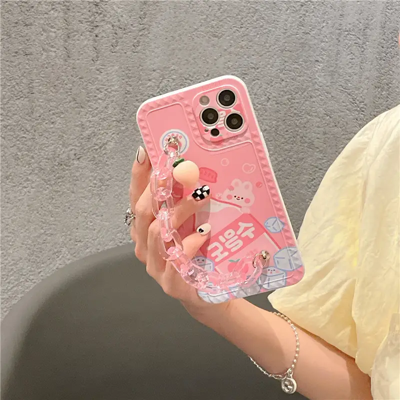 Fashion Personality Peach Drink Chain Mobile Phone Case
