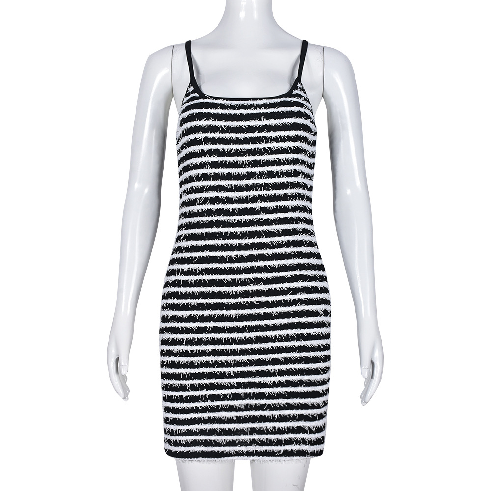 Women's Fashion Simple Slim Halter Bump Color Package Hip Dress