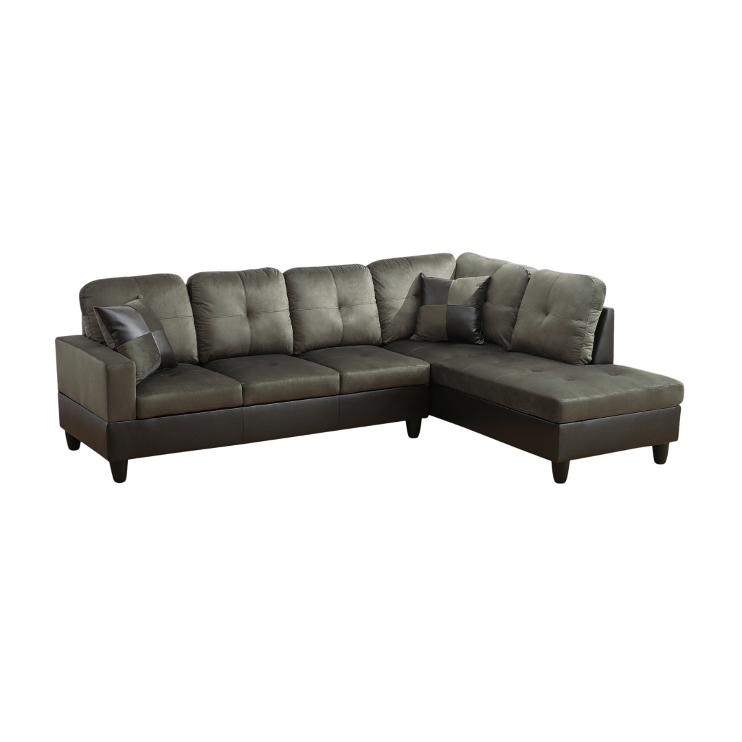 Pickup Only--Taupe Flannel And PVC 3-Piece Couch Living Room Sofa Set