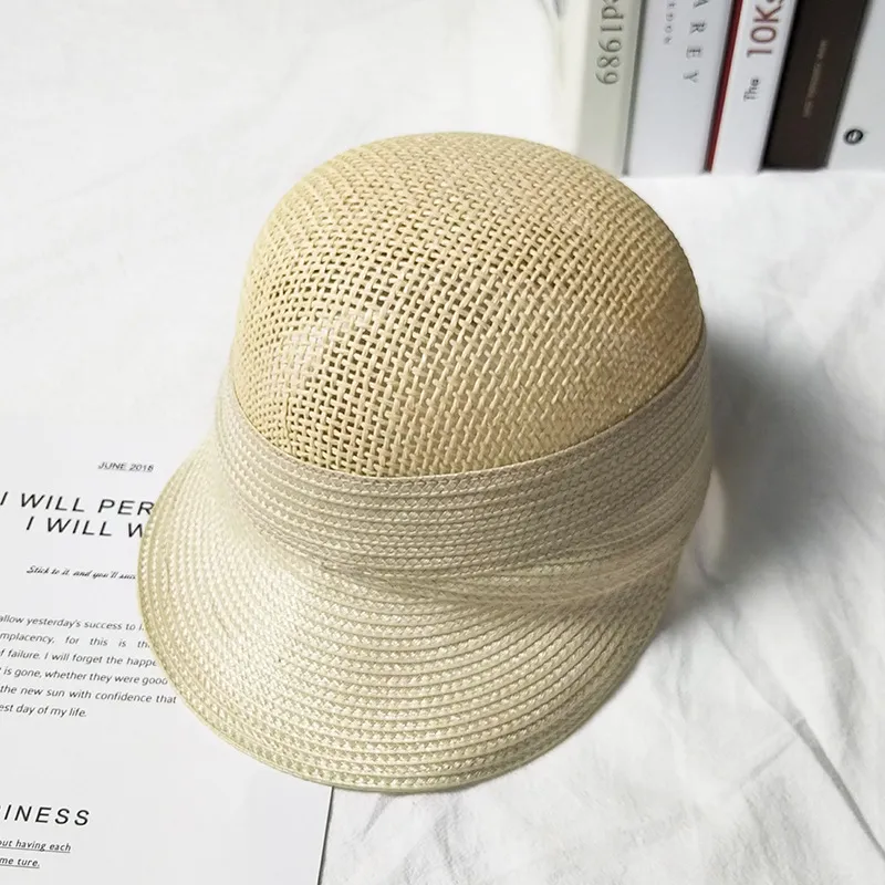Retro Summer Simple British Style Sunscreen Straw Hat - Beige
