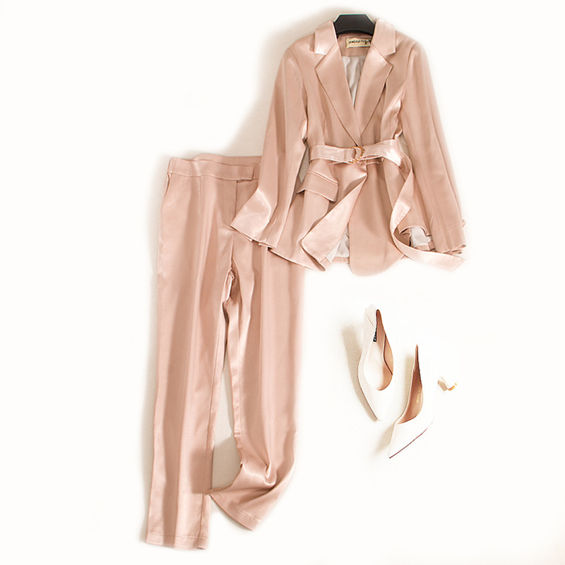 Women's Satin Suit Waist Casual Jacket