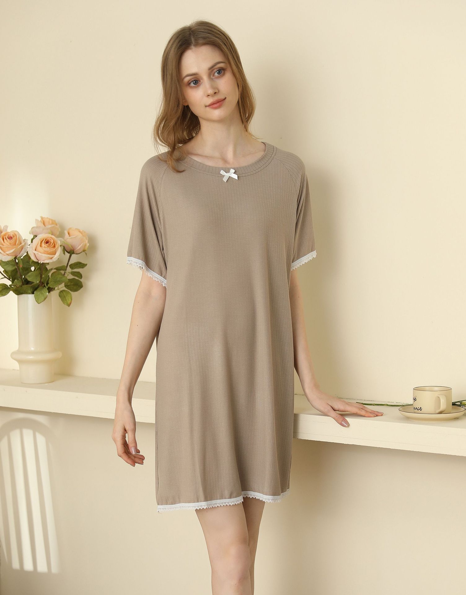 Title 9, Womens Round Neck Rayon Nightdress Short-sleev...