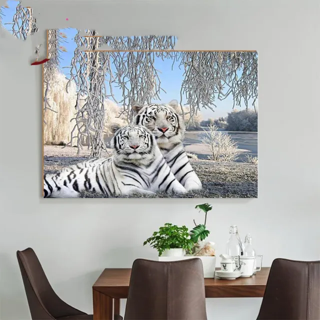 Diamond Embroidery Sale White Tiger Full Diamond Painting Snow Scenery As Shown - Shop at LoveMi
