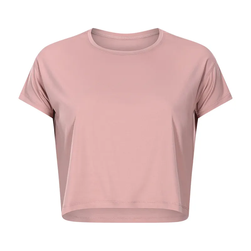 Fashion Loose Simple Yoga Short Sleeve - Honey Grapefruit-Size 6