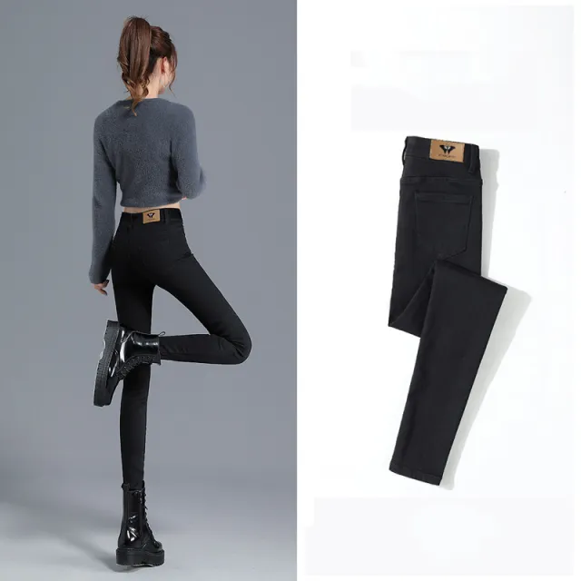 Women's Spring And Autumn High Waist Slim Skinny Jeans Black - Shop at LoveMi