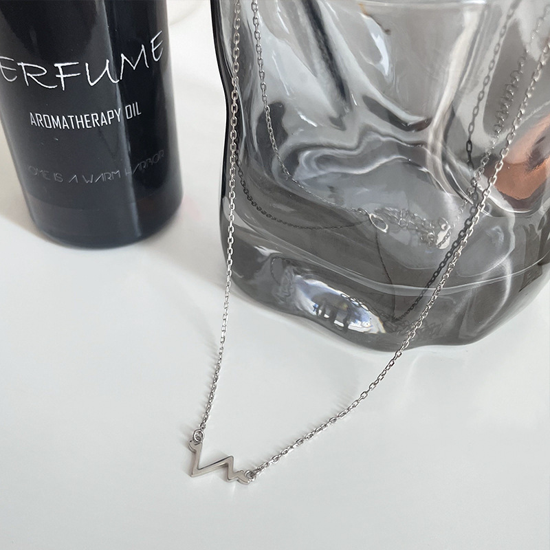 S925 Sterling Silver Heartbeat Necklace Female New Trendy Niche Design