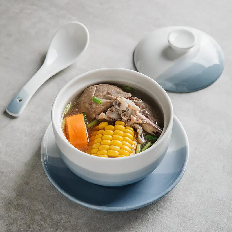 Creative Ceramic Water Proof Soup Bowl With Cover