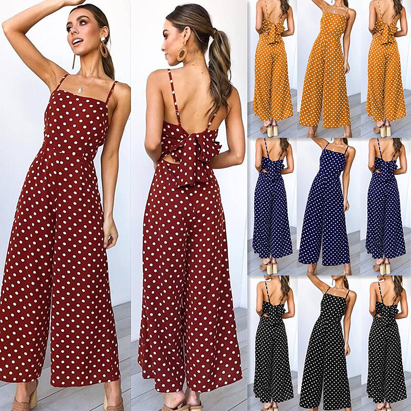 Title 9, Polka Dot Sling Sexy Backless Straight Jumpsuit...