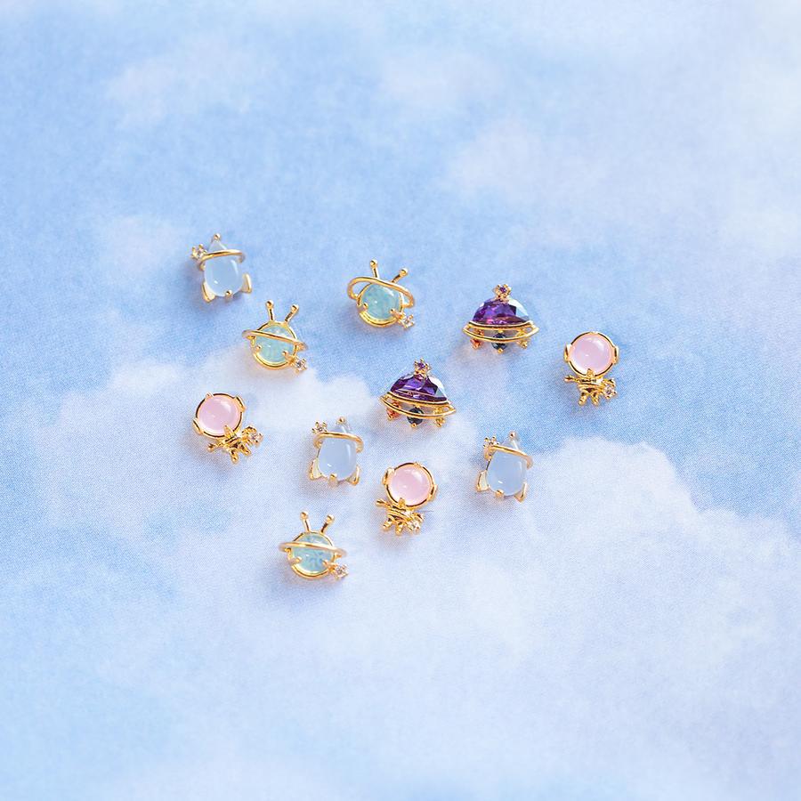 Explosive Space Element Stud Earrings 925 Sterling Silver