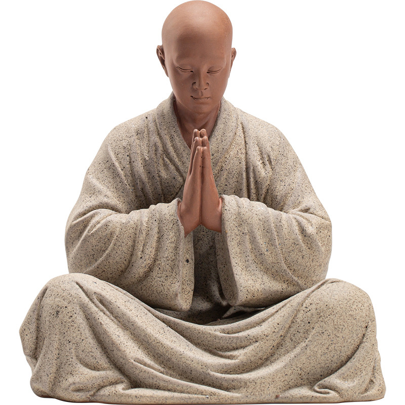 Handmade Purple Sand Monk Shaped Ceramic Decorative Ornament - 4