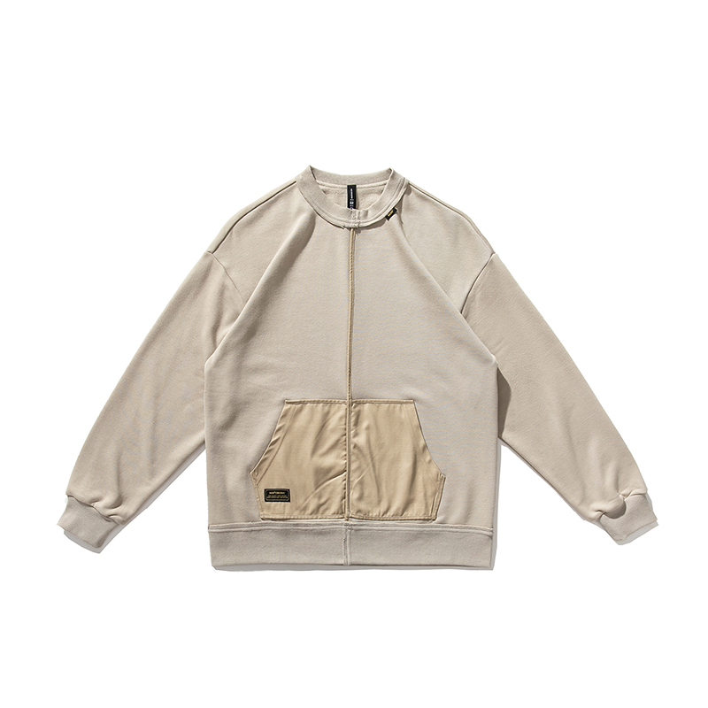 Loose Crew Neck Vintage Contrast Stitching Sweater