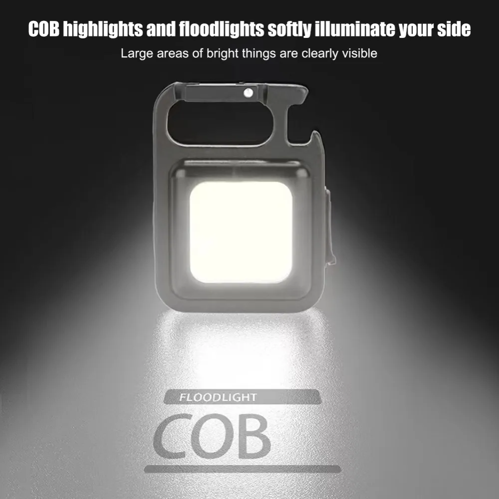 Mini Portable Flashlight Rechargeable Glare COB Keychain Light LED