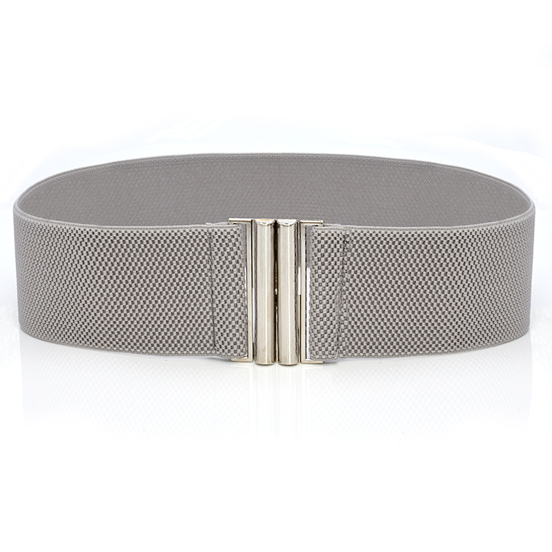 Title 10, Elastic Elastic Silver Buckle Wide Belt Decorat...