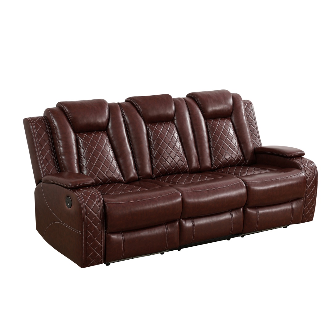 Pickup Only--Red Breathing Leather 3-Piece Living Room Recliner Sofa Set