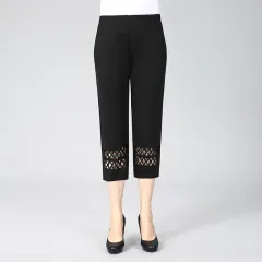 New Straight Hollow Embroidered Casual Pants - 603Black Prismatic - View 1