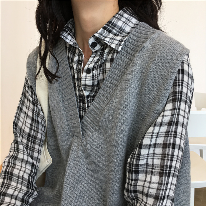 Title 26, Loose V-neck Split Mid-length Pullover Vest Jac...