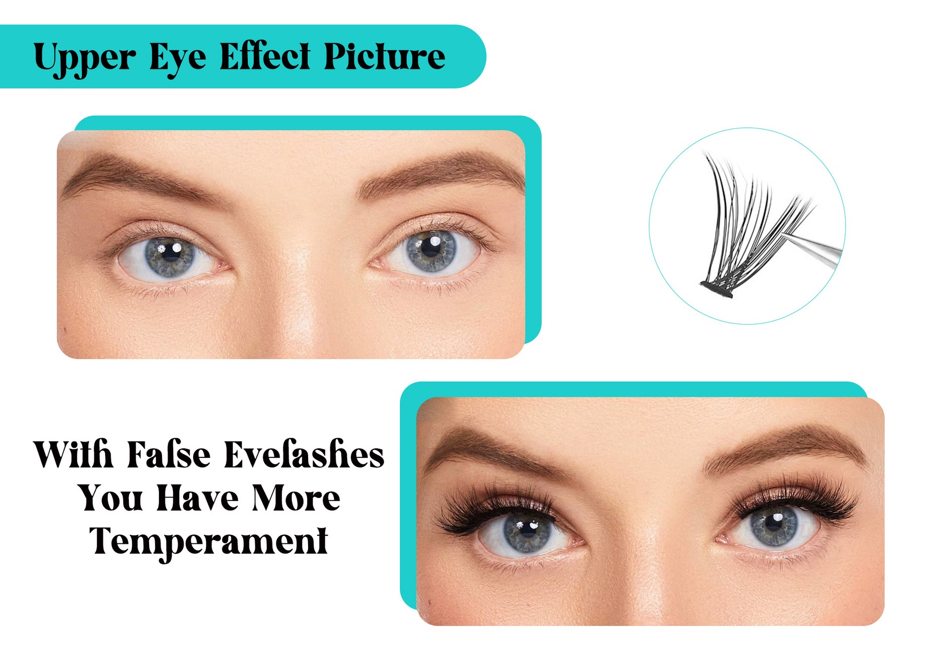 Individual Clusters Of Natural Black False Eyelashes Non-Adhesive Eyelashes Large Capacity Eyelashes