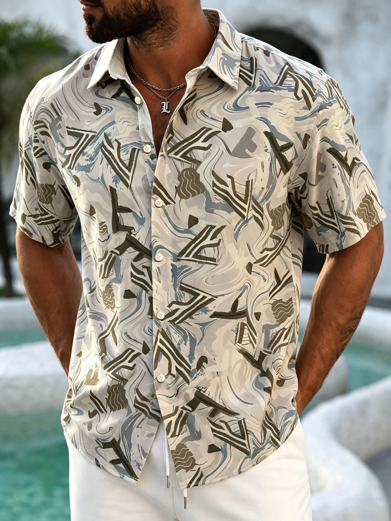 ["Hawaiian shirt","tropical print shirt","vacation wear for men"]