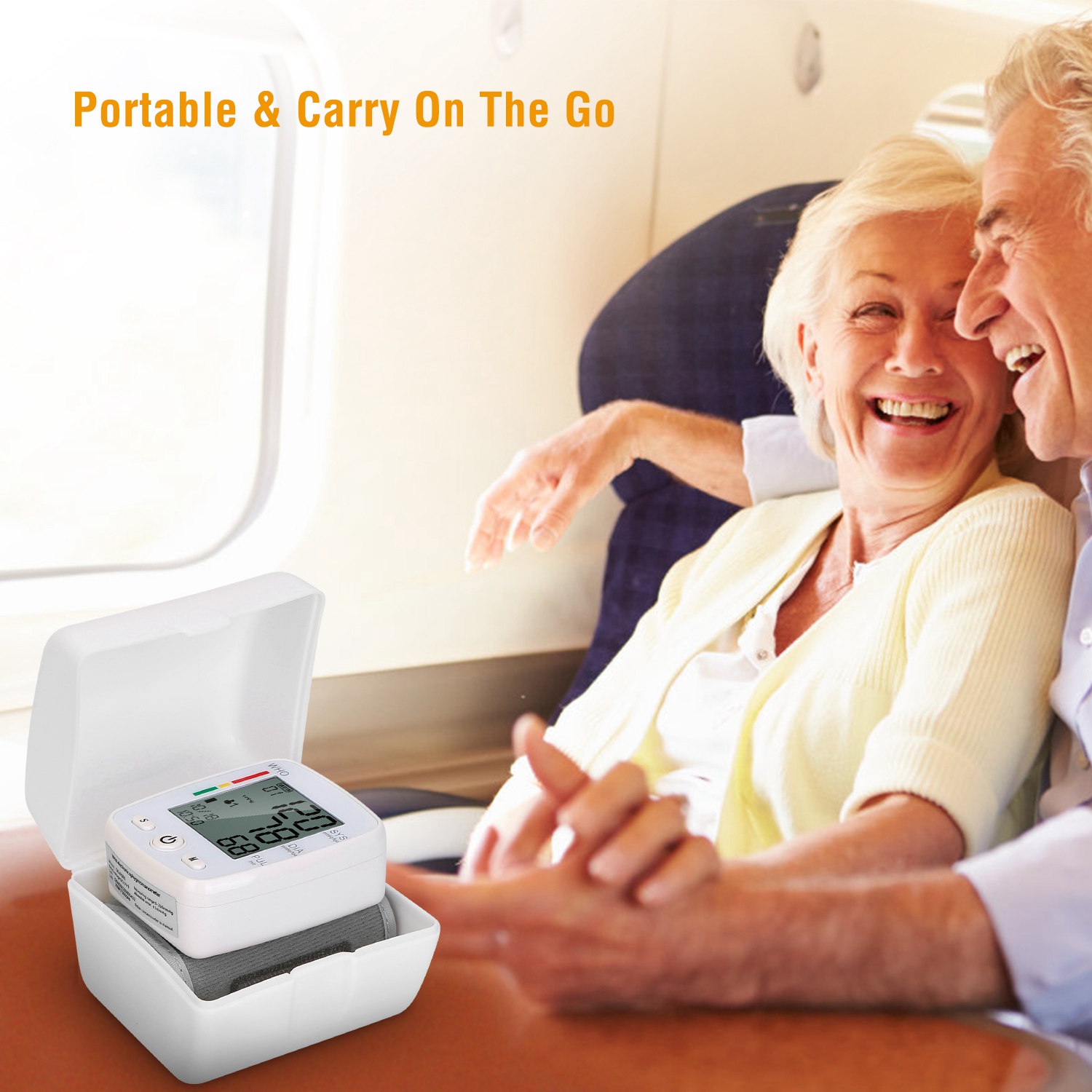 1Pc Blood Pressure Monitor Wrist Digital High Blood Pressure Cuff Heartbeat Tester With 90x2 Reading Memory 2In LCD Screen Storage Box