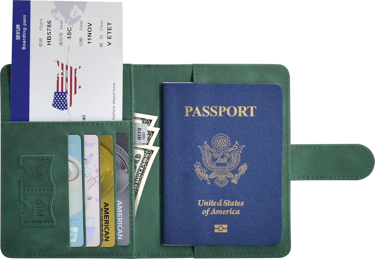 Leather Passport Holder, RFID Blocking Travel Wallet With Card Slots For Passport, ID Cards, Credit Cards And Travel Essentials 4