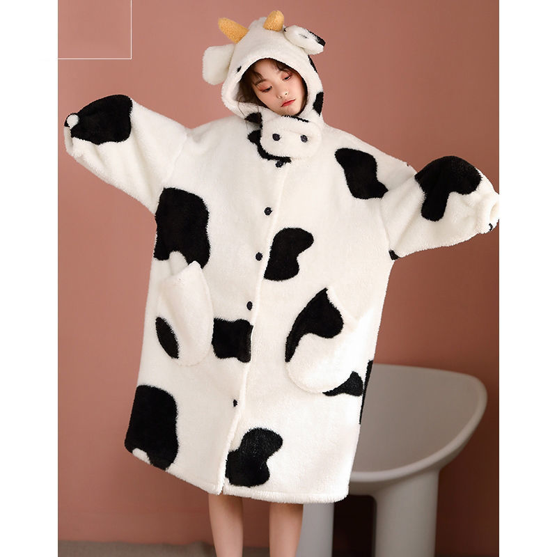 Title 2, Cute Cow Pajamas Women Autumn And Winter Coral ...