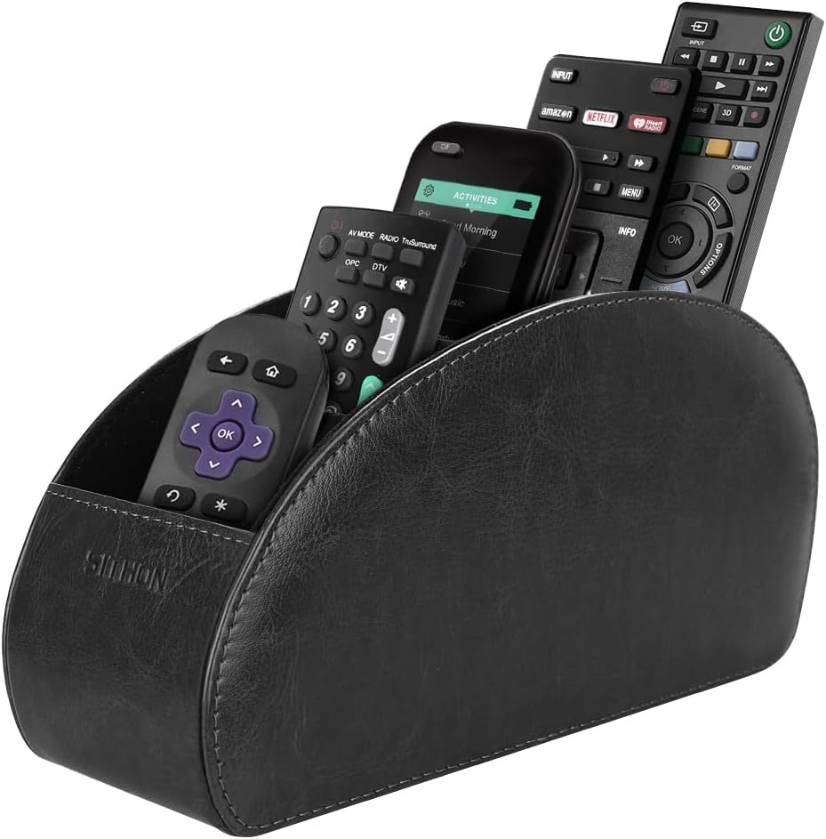 Support de télécommande 5 compartiments, organisateur de caddie de bureau en cuir PU pour TV, DVD, lecteur multimédia et contrôleurs de chauffage