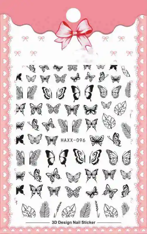Black Butterfly Nails Stickers Decals White Flower Adhesive Manicure - Shop at LoveMi
