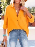 Women's Dropped Shoulder Bat Shirt Casual Long Sleeve Shirt Yellow - Shop at LoveMi