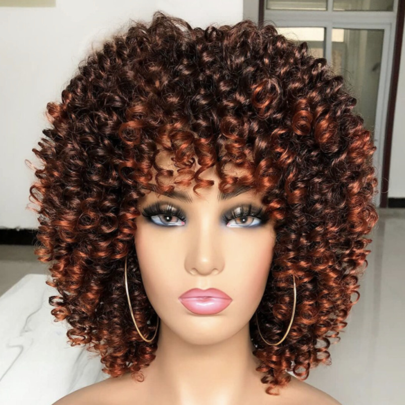 Women's Fashion Fluffy Chemical Fiber High Temperature Silk Head Cover Gradient Orange - Shop at LoveMi