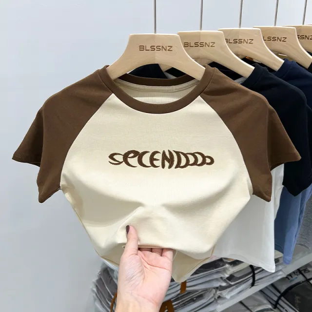 Women's Fashion Retro Cotton Short Sleeve T shirt Top T0021 Light Apricot - Shop at LoveMi