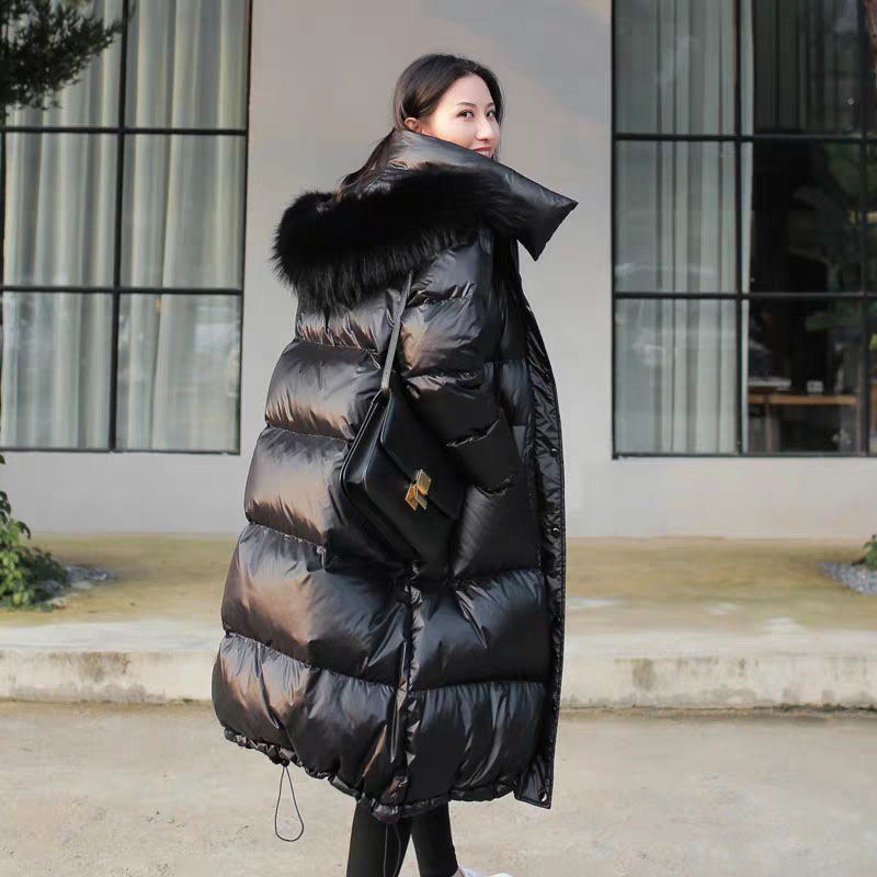 New Fashion And Popular Black Down Jacket Black Imitation Fur Collar - Shop at LoveMi