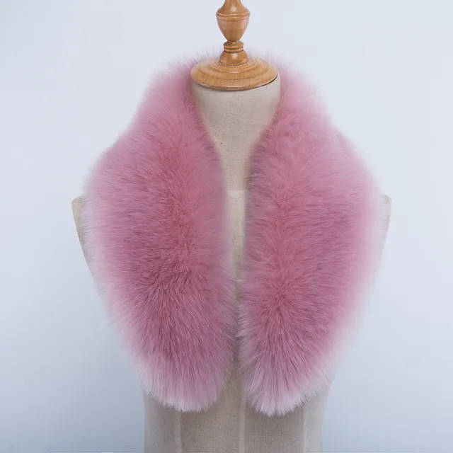 Bib Down Jacket Hat Strip Coat Collar Soft Fox Root Powder 55Cm - Shop at LoveMi