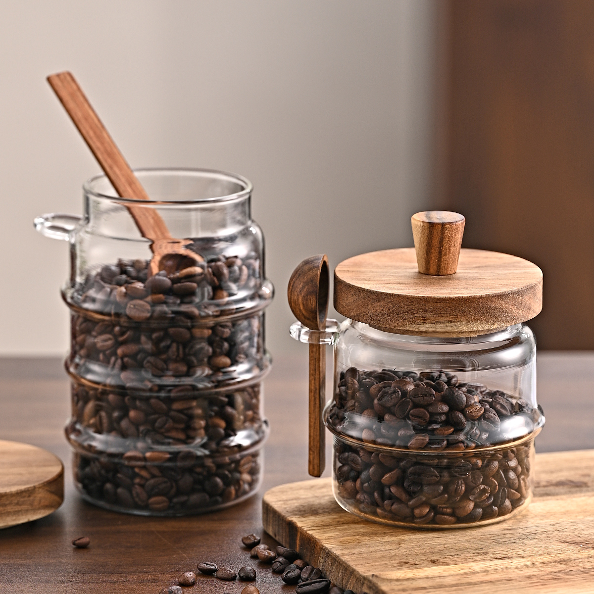 1 pots à café en verre de 15 OZ avec cuillères, pots à bonbons, pots à biscuits – Image 2