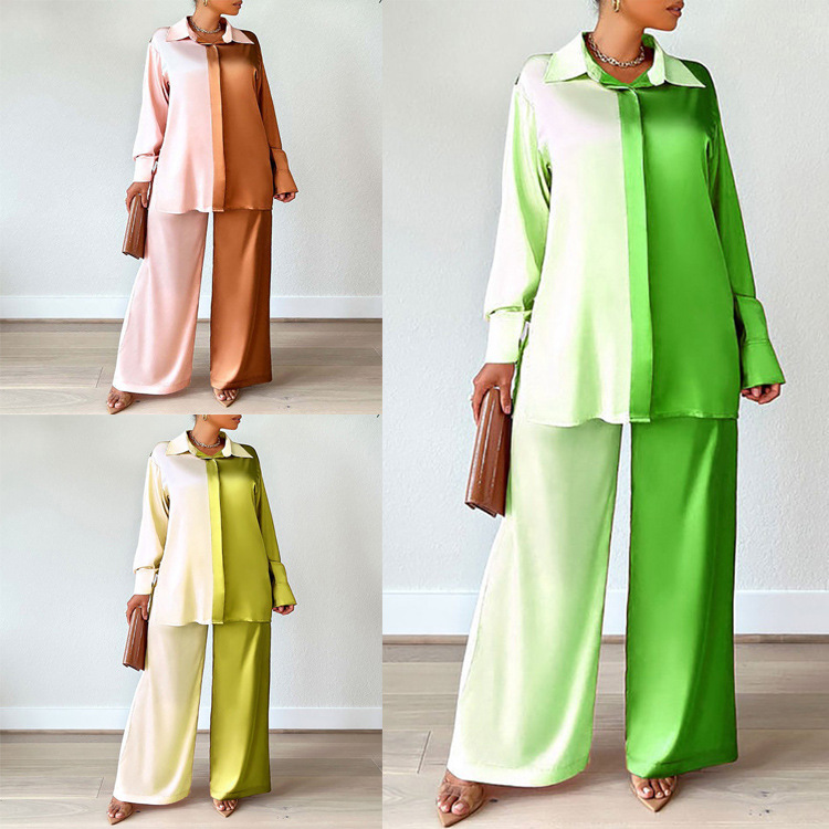 Women's Loose Home And Outdoor Wear Colorblock Two Piece Set