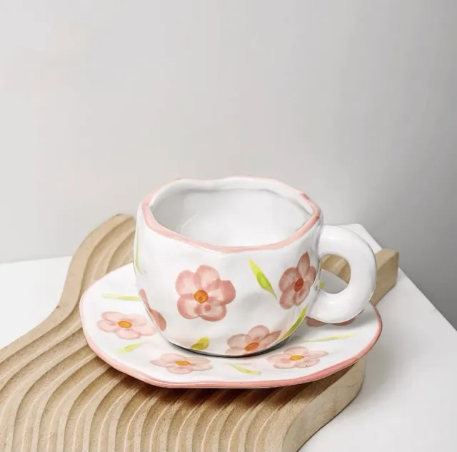 Ceramic Tulip Coffee Cup And Saucer Set Floral - Shop at LoveMi