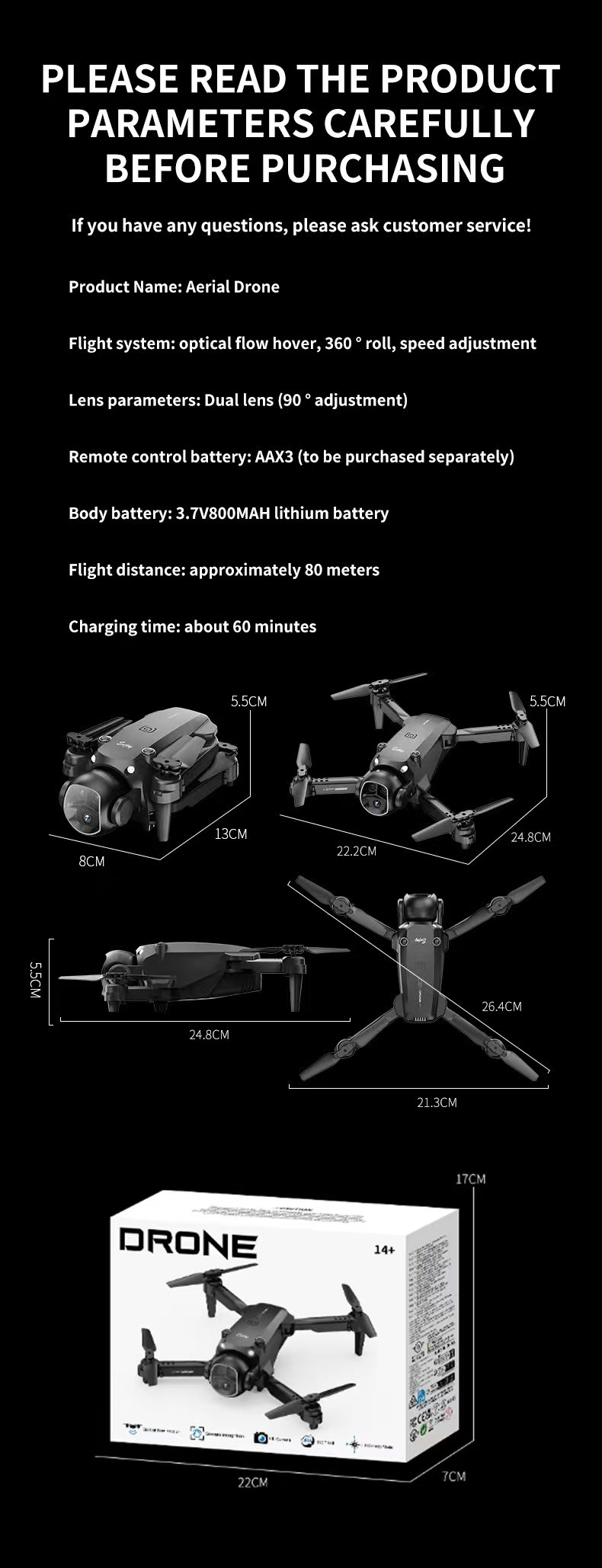 H2O Dual Camera Single Electric Drone detail