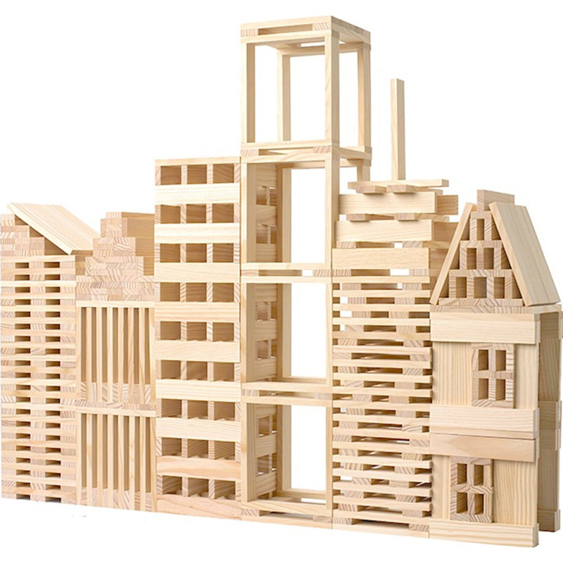 Log Construction Wooden Puzzle Assembling Building Block Toy 4