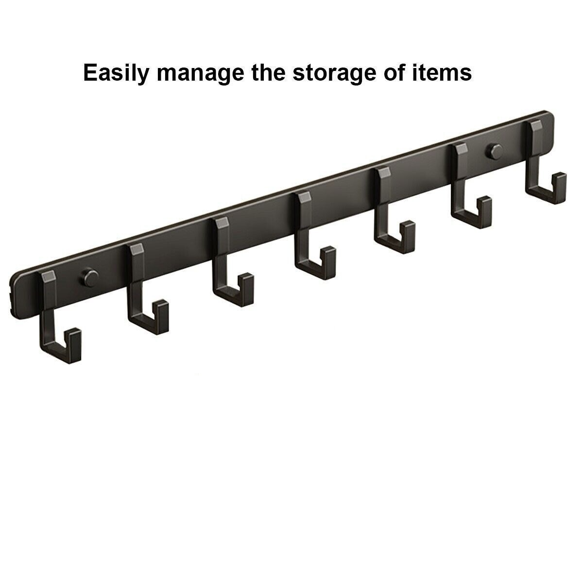 7 Hooks Wall Mounted Hanger Key Coat Clothes Door Holder Rack Hook Aluminum — image 6