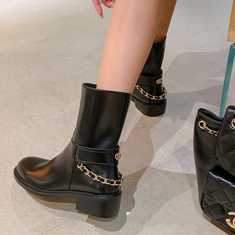 But Knee High Leather Black Ankle Boots