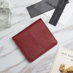 Women's Leather Wallet Short And Simple Multifunctional Coin Purse - Red - View 1