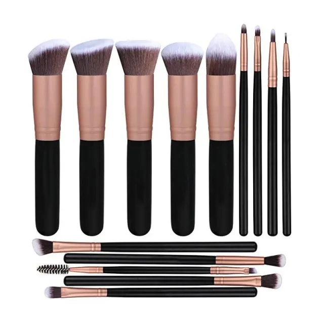 14 Makeup Brushes Set, Foundation Brush, Powder Eye Shadow Brush Rose Gold - Shop at LoveMi