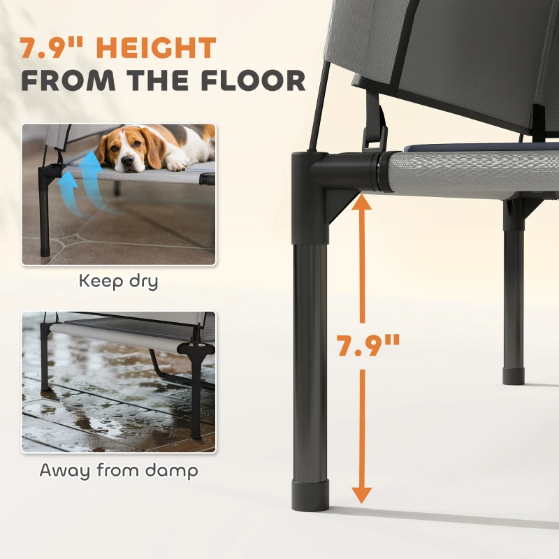 PawHut Elevated Dog Bed With Removable Canopy, Portable Outside Raised Pet Cot With Cooling Pad, Storage Bag,